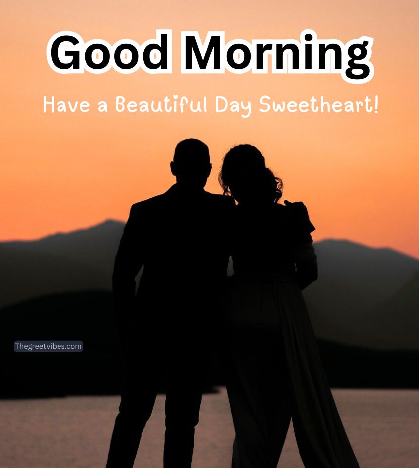 Couple enjoy sunrise in morning with wishes