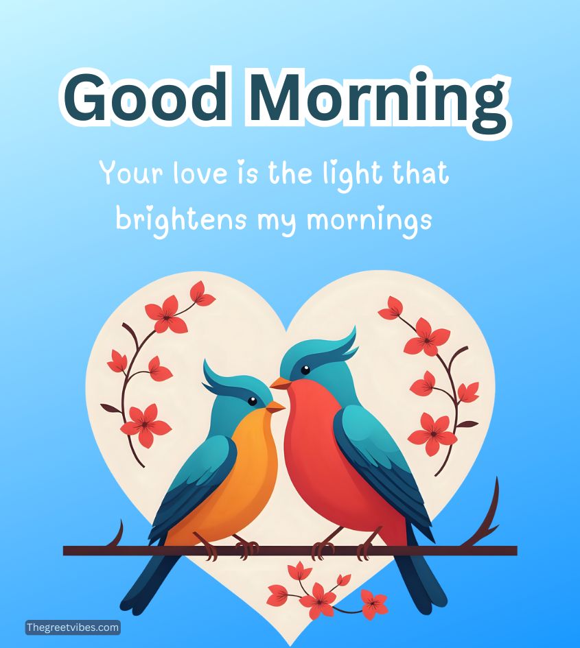 Love Birds with good morning greetings