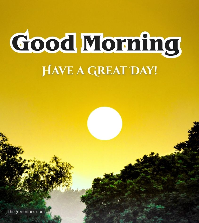 Good Morning Greetings with Sunrise Scenery