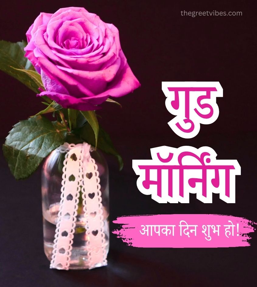 Gulab Phool ke sath Good Morning Wishes Hindi mein