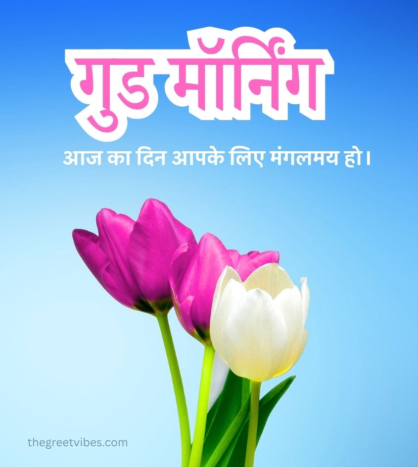 Good Morning Hindi Images with Flower