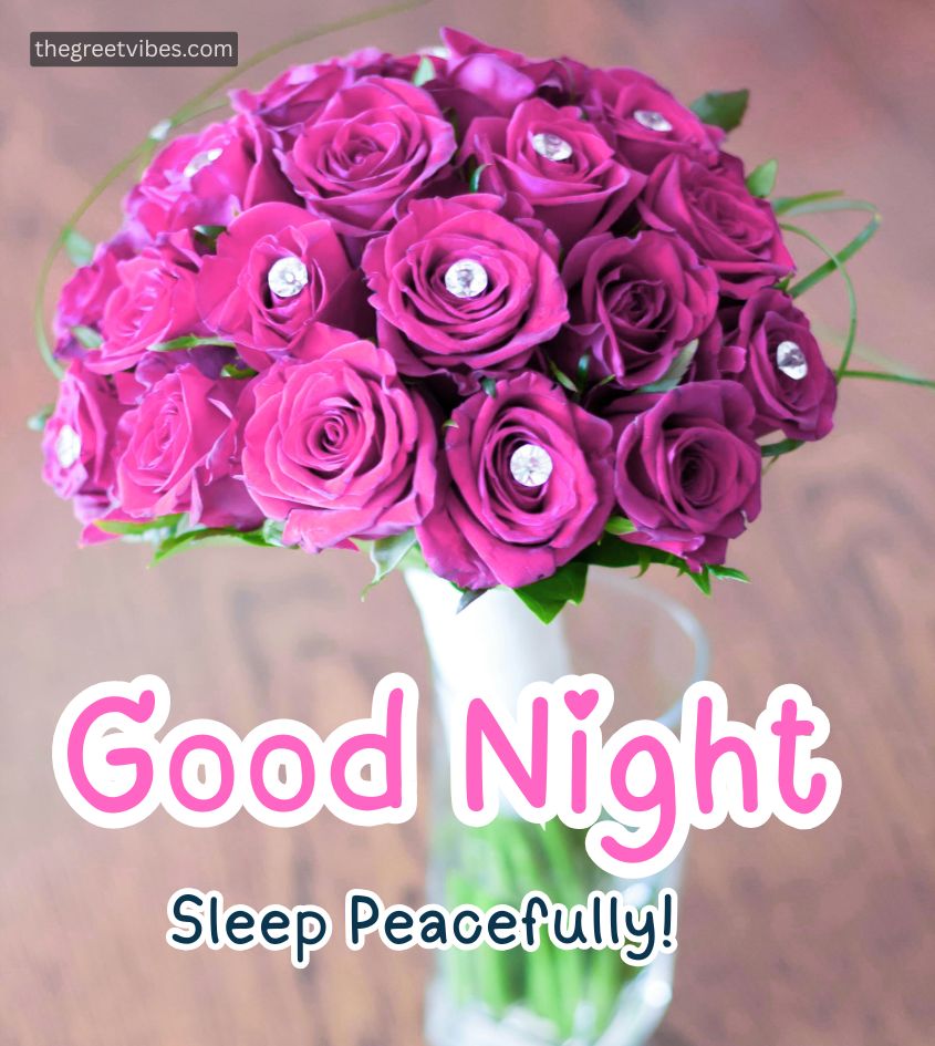 Good Night Wishes with Beautiful Rose Bouquet