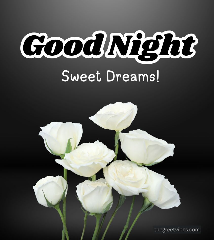 Good Night with White Roses Flower