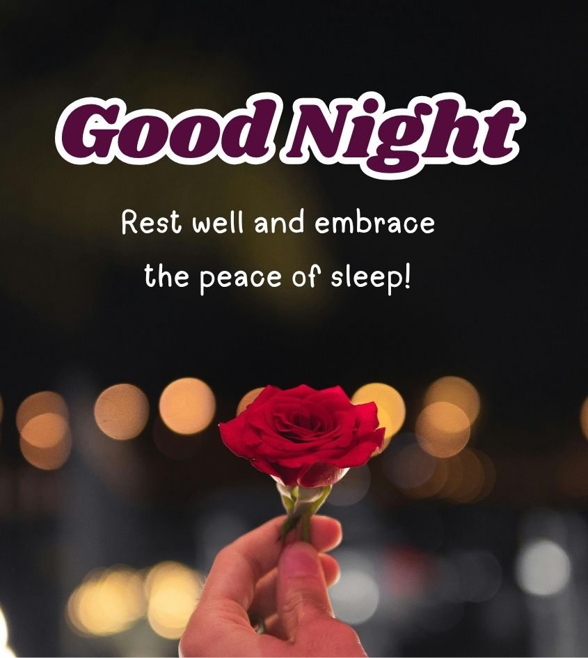 Good Night wishes with flowers for her