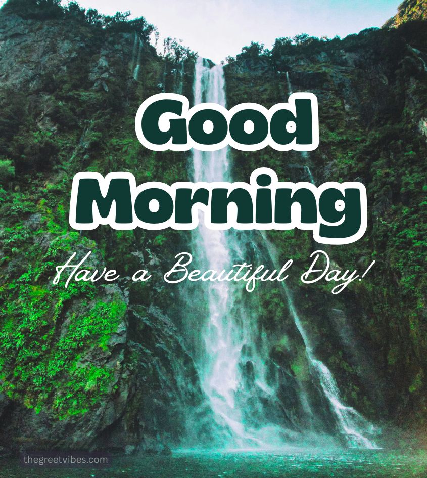 Waterfall Nature Good Morning Wishes