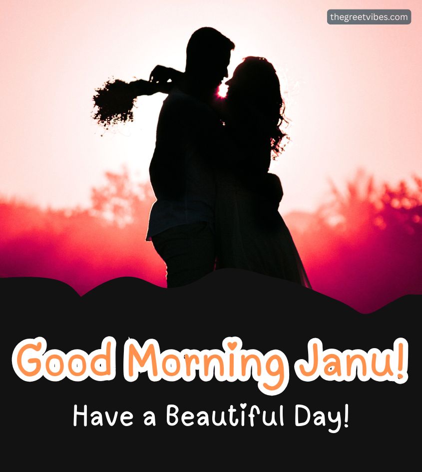 Romantic couple with Good Morning Janu Greetings