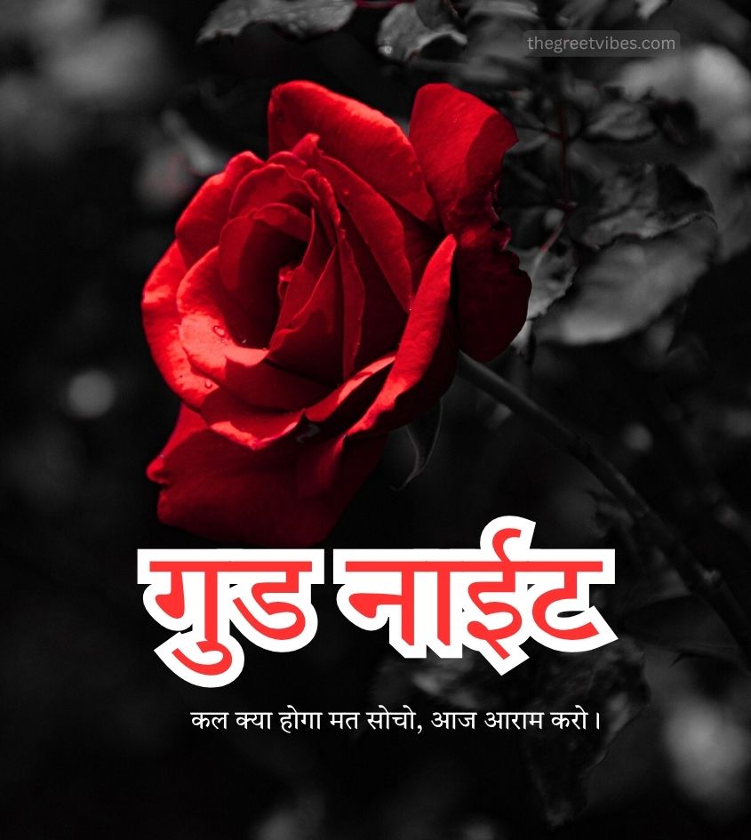 Shubh Ratri Images in Hindi for Girlfriend with Rose