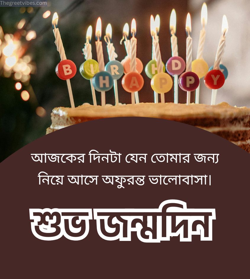 Bangla Happy Birthday Greetings with cake