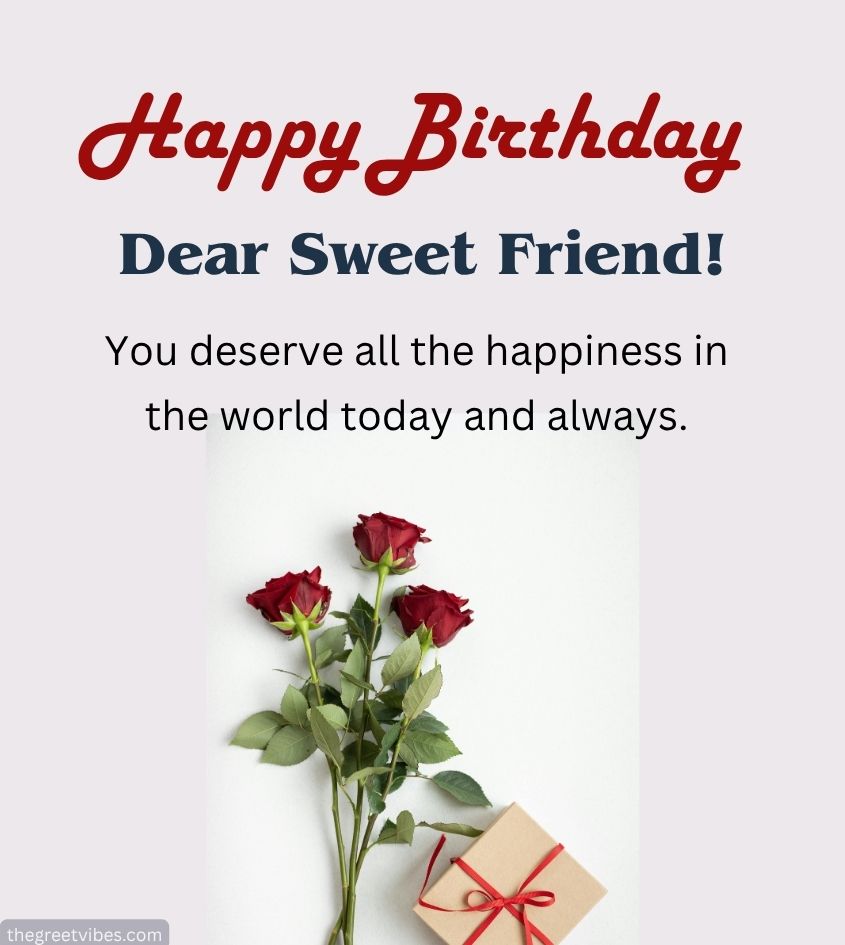 Birthday Wishes Images For Friend Girl with gifts and Flowers