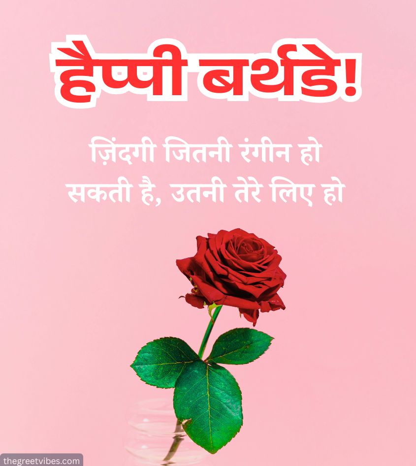 Birthday Images in Hindi with Rose