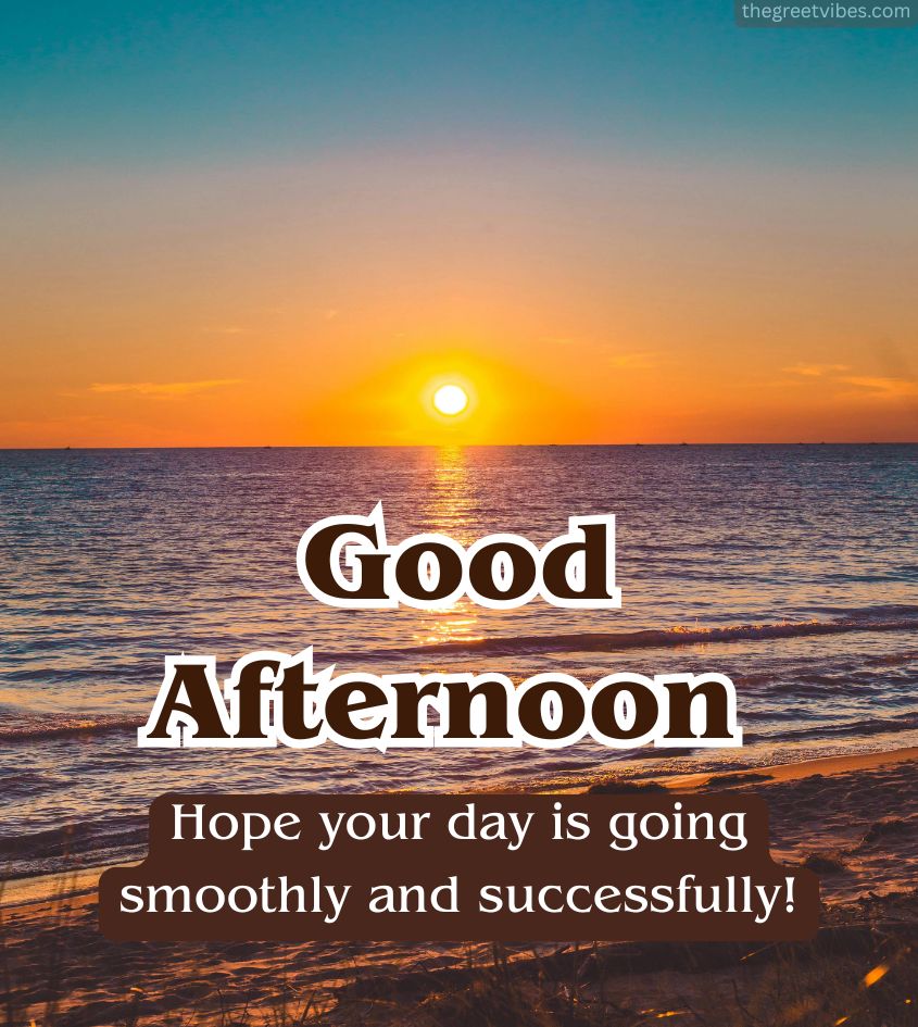 Good afternoon greetings in sunset background