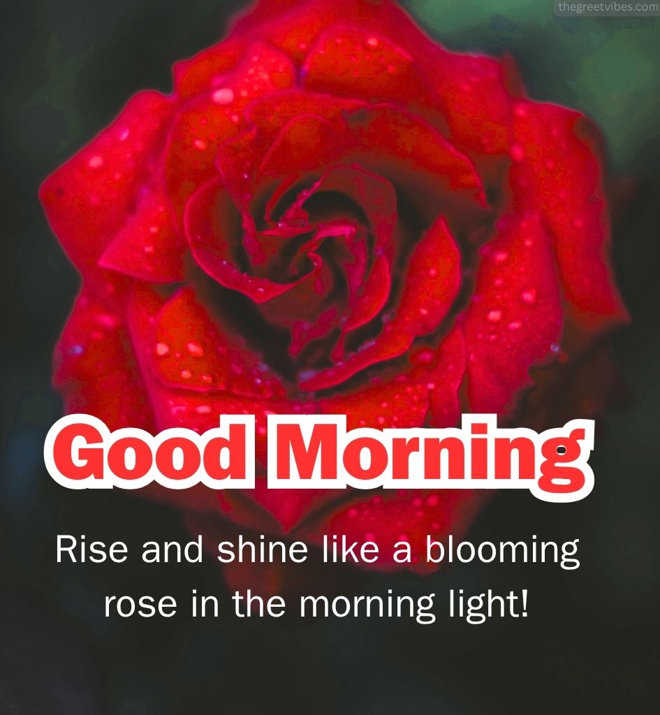 Good Morning Wishes with Red Rose Flower