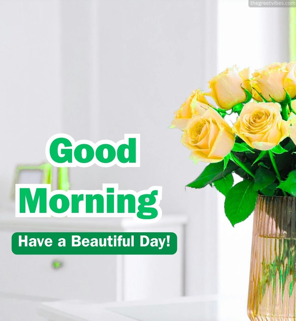 Gulab Flowers With Good Morning Greetings Images