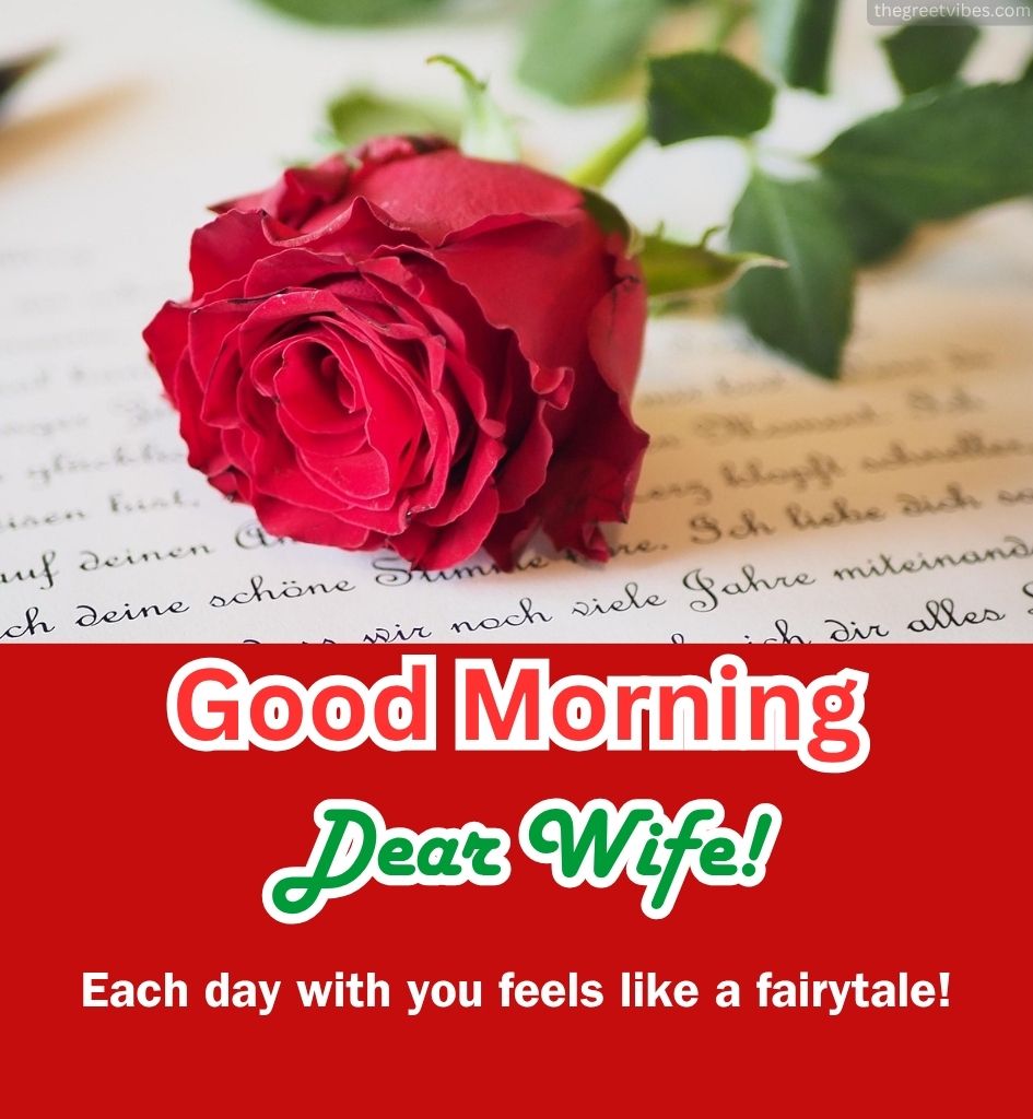 Good Morning Greetings for Wife with Rose