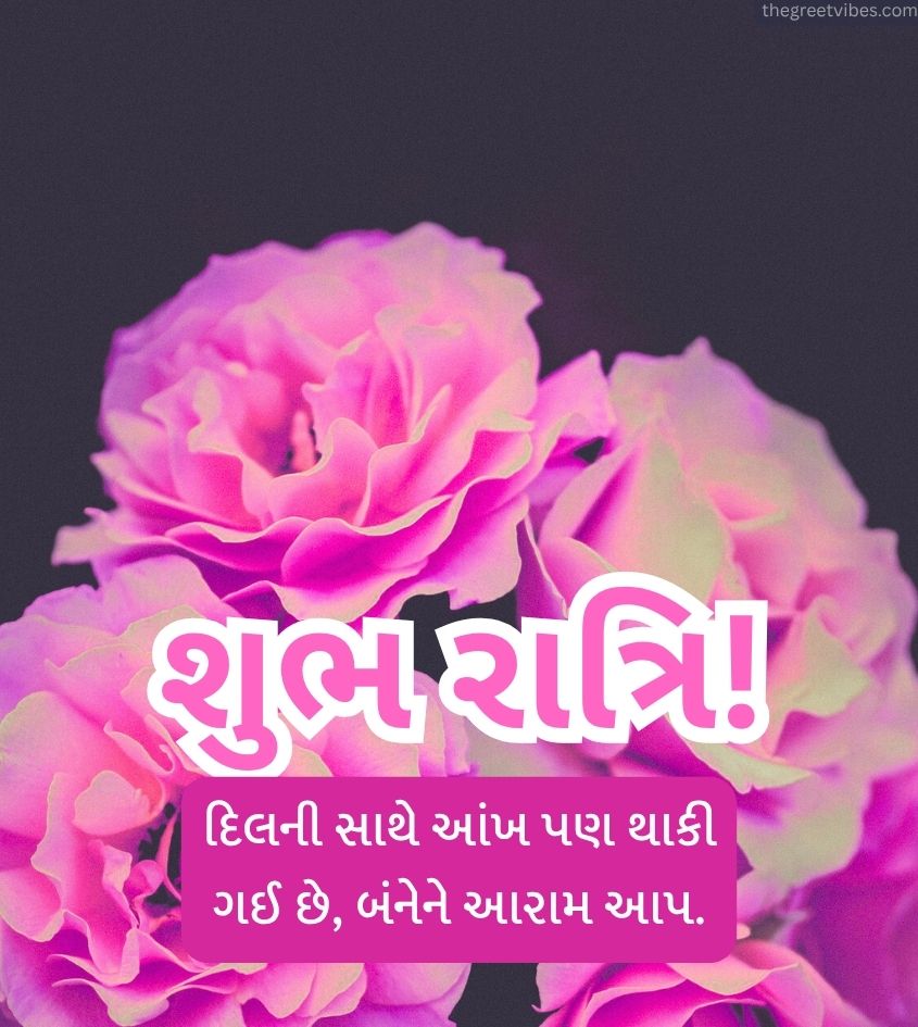 Shubh Ratri good night gujarati images with flowers