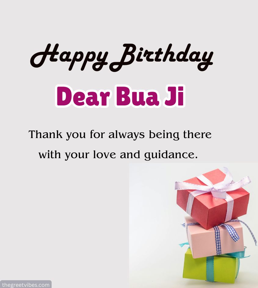 Happy Birthday Greeting for Bua Ji with gifts