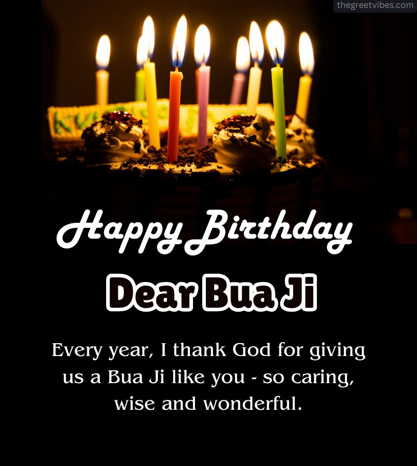 Birthday Quotes for Bua Ji with Cake and Candles