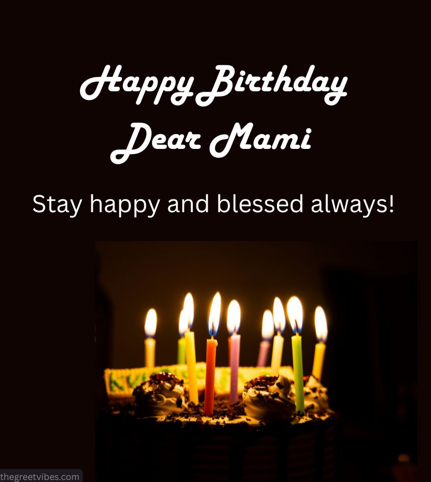 Birthday greetings Images for Mami Ji with cake and Candles