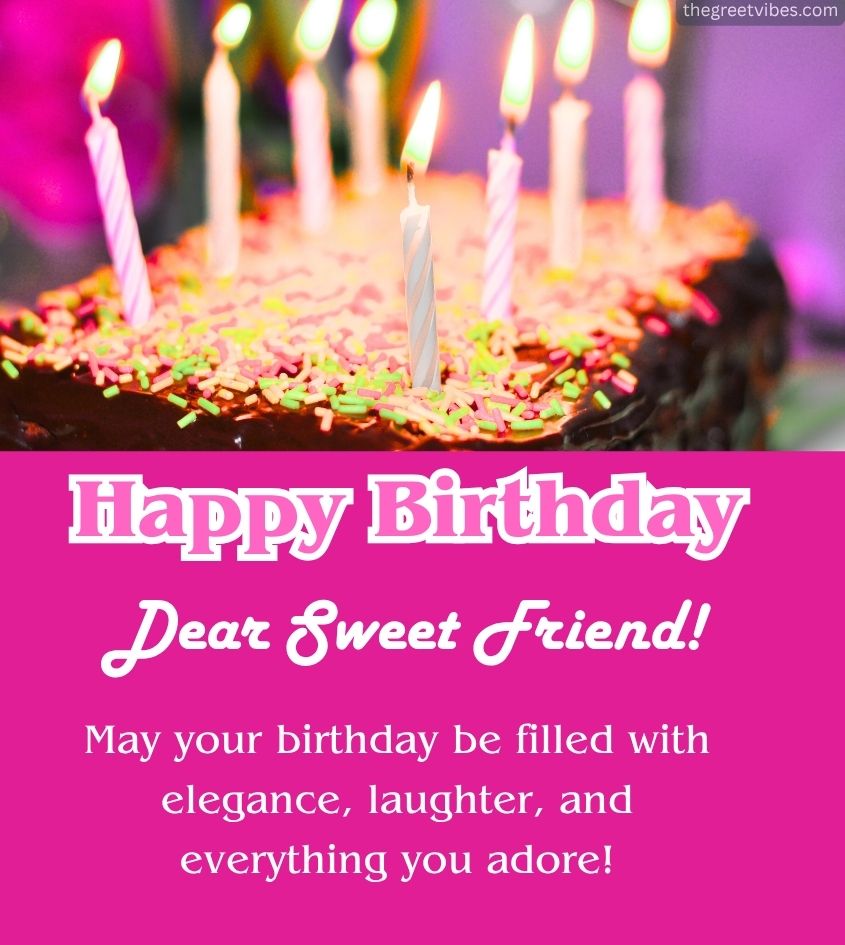 Happy Birthday Greetings for friend Girl with cake
