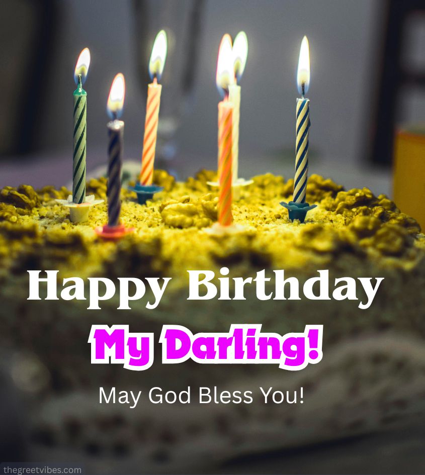 Love Birthday greetings for Him with cake and candles