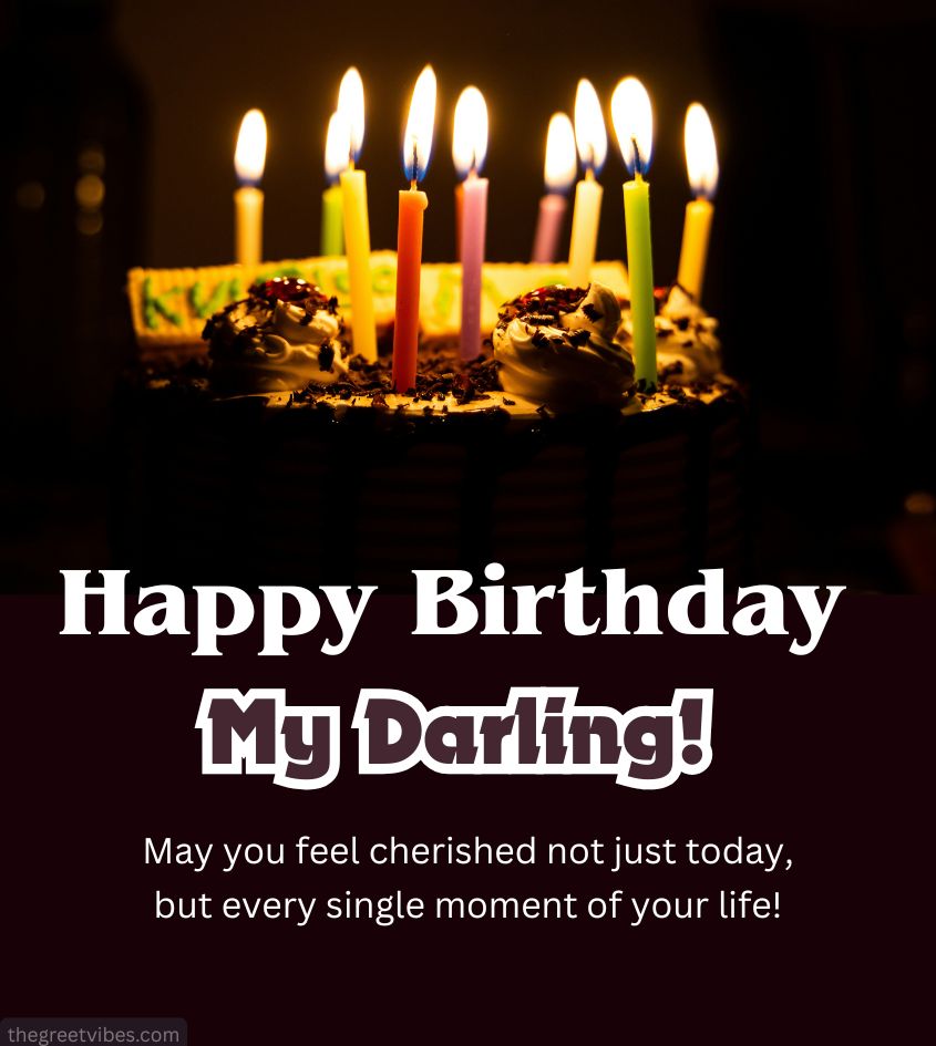 Love Birthday Darling Images with Cake and Candles