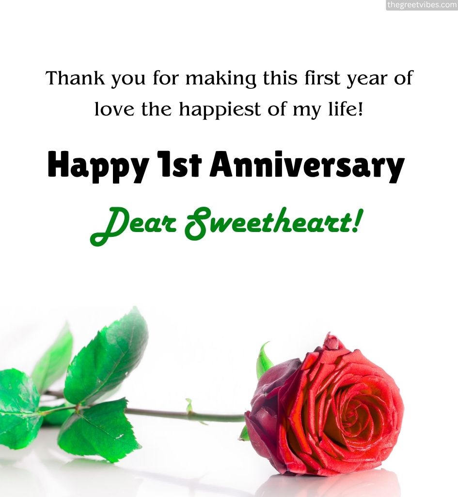 First Anniversary Greetings for Sweetheart lover