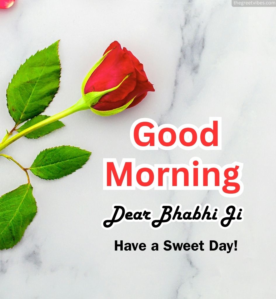 Good Morning Greetings for Bhabhi Ji with Rose