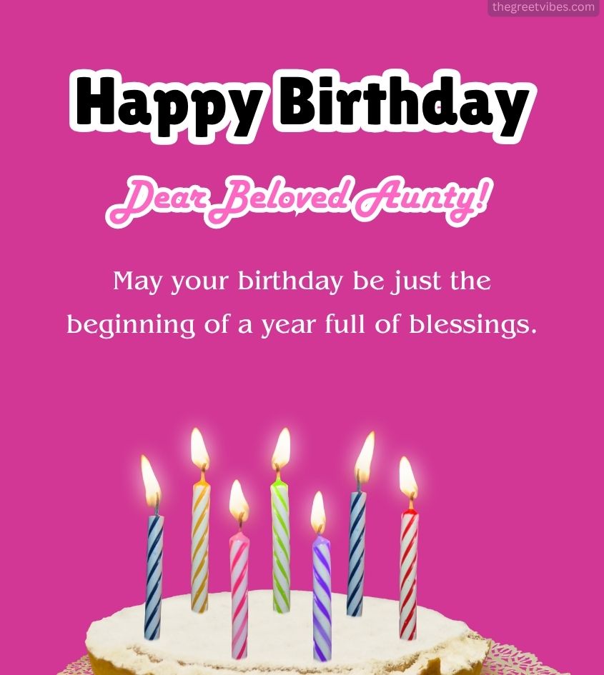 Happy Birthday Greetings for Aunty with Cake