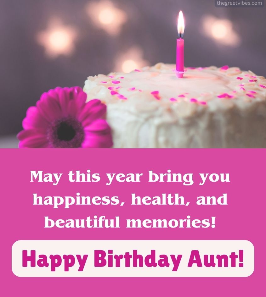 Birthday Greetings for Aunt with Cake