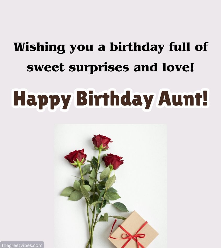 Happy Birthday Greetings for Aunt with Rose and Gifts
